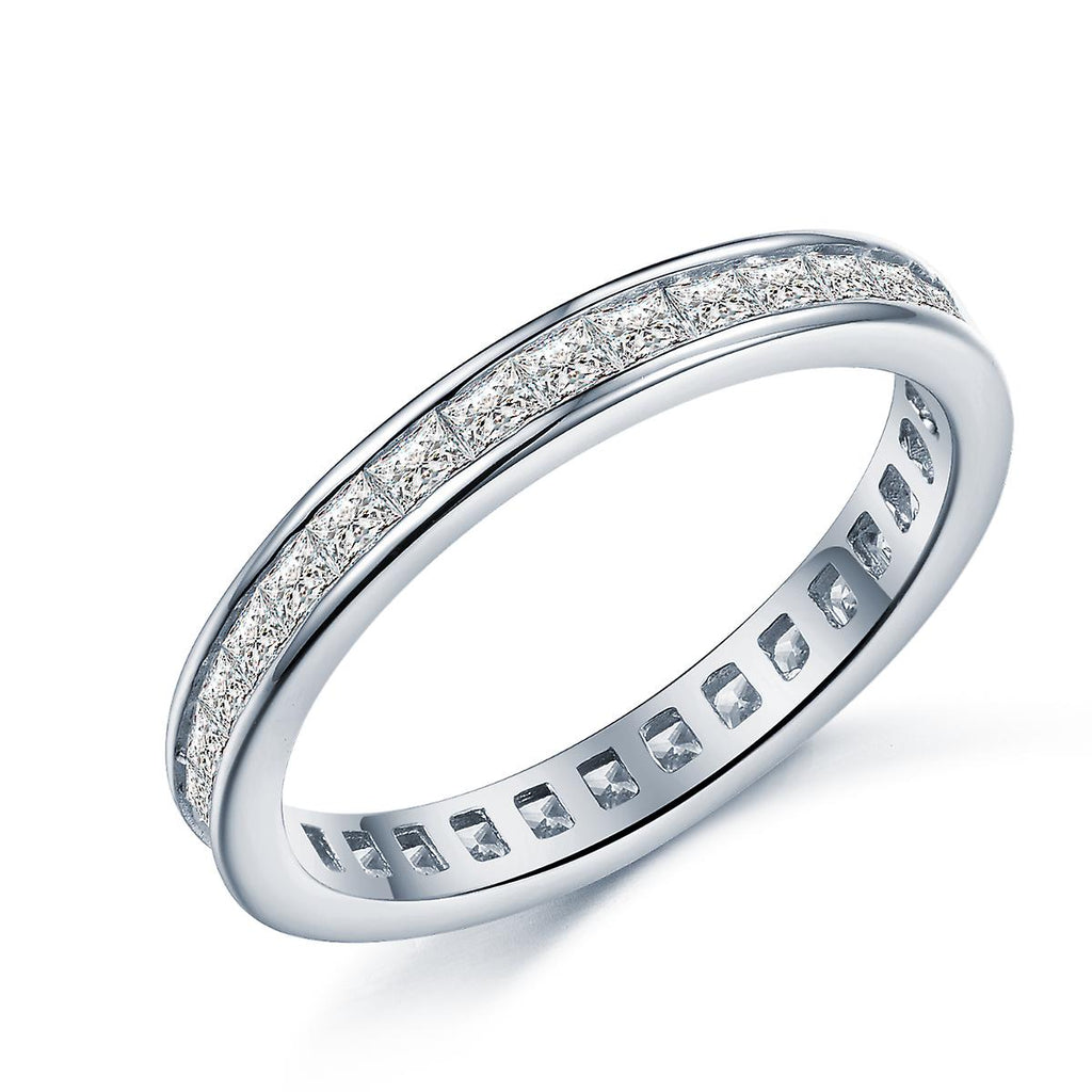 925 Sterling Silver Princess Cut Full Eternity Band Ring