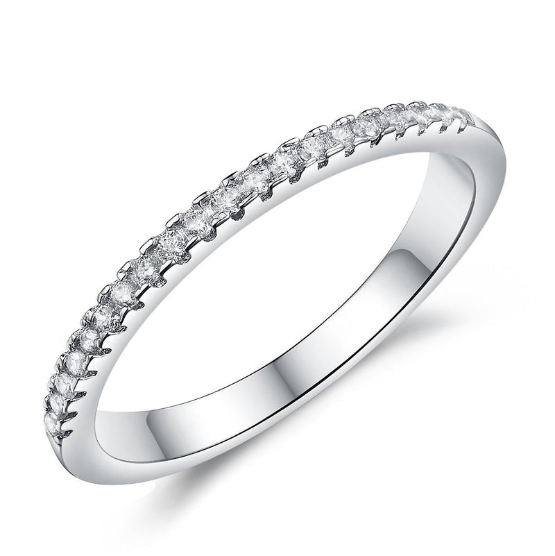 Sterling Silver 925 Plain 2mm Wedding Eternity Band Ring K to S Rhodium Plated