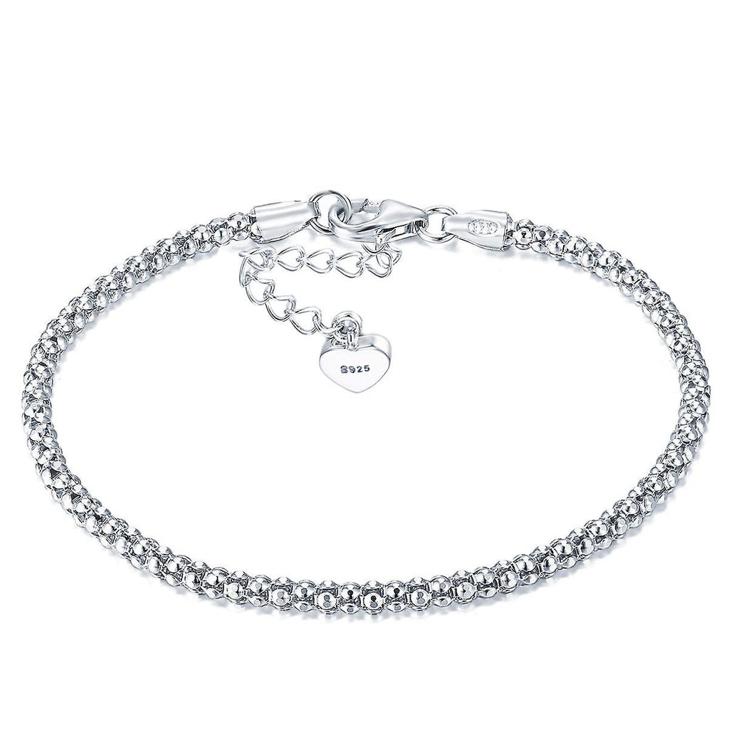 925 Sterling Silver Popcorn Anklet