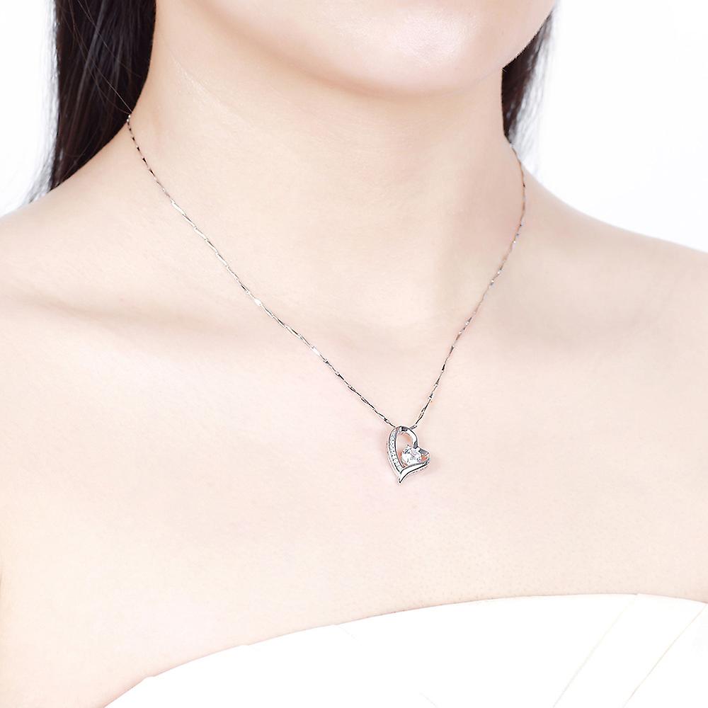 925 Sterling Silver Heart Solitaire Pendant Necklace