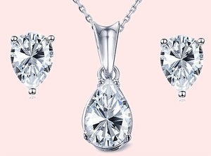 925 Sterling Silver Pear Cut Jewellery Set