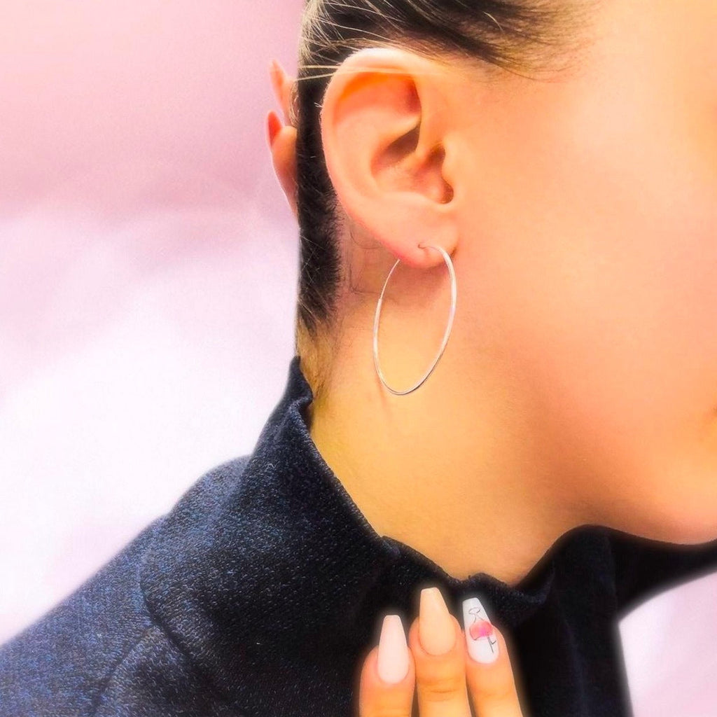 Women's Plain Sterling Silver Hoops