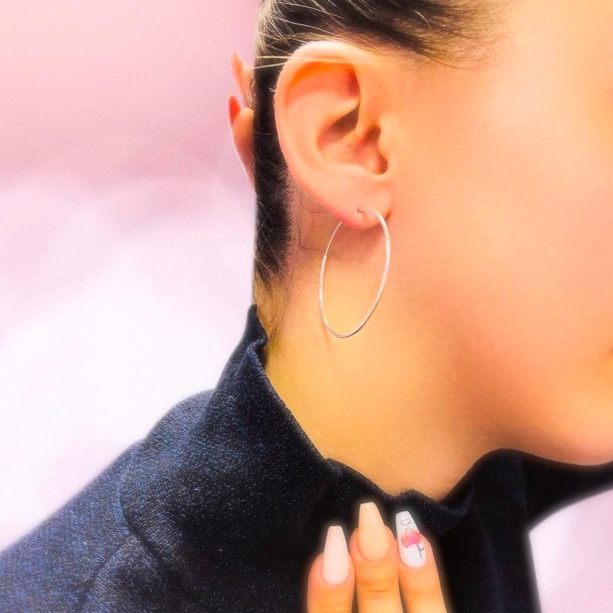 Women's Plain Sterling Silver Hoops