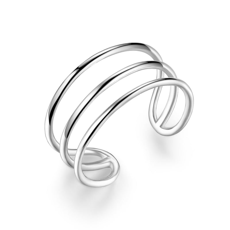 925 Solid Sterling Silver Triple Band Adjustable Thumb Finger Toe Ring UK