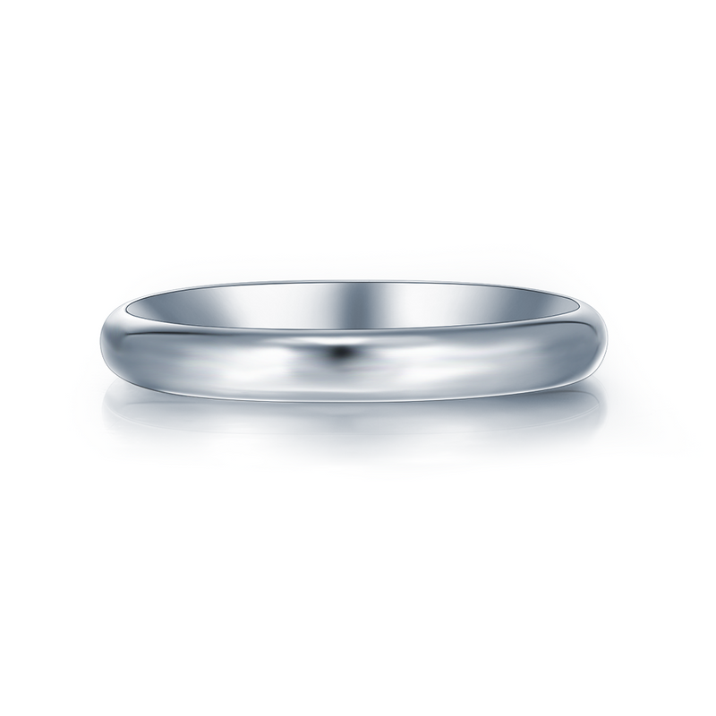 925 Sterling Silver 3mm Width D-shape Solid Plain Wedding Band