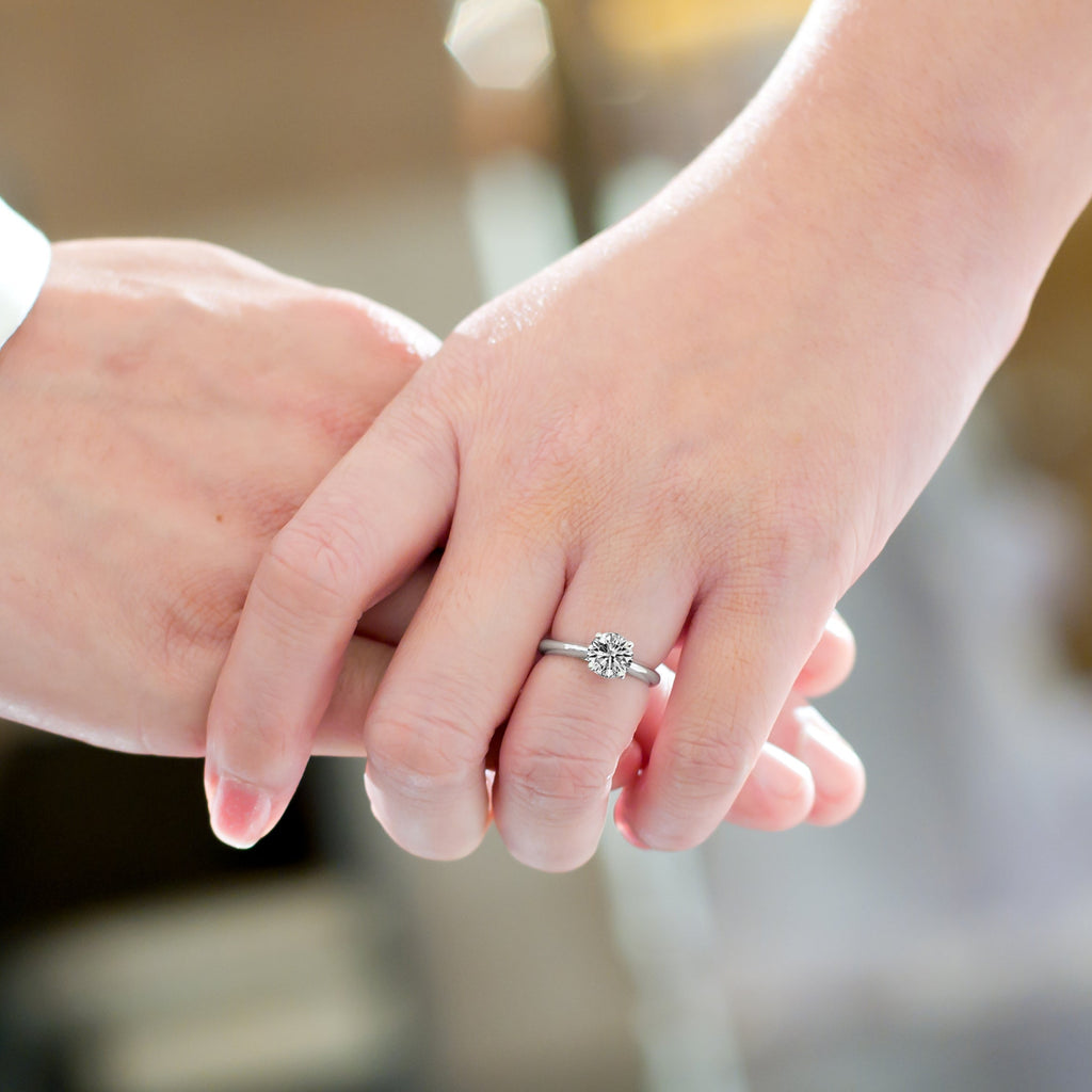 Solitaire Engagement Ring 925 Sterling Silver with Cubic Zirconia/CZ - 0.1cm