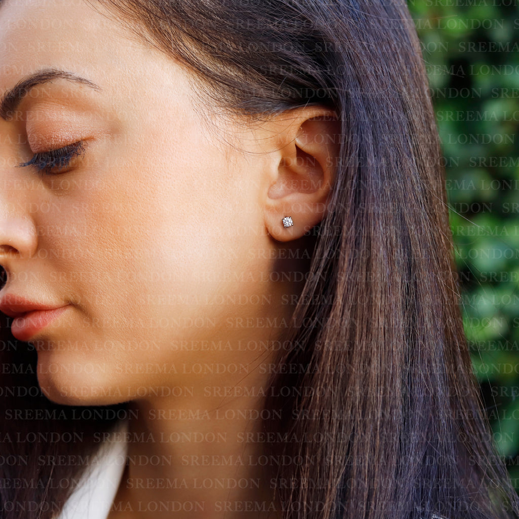 100% Solid 925 Sterling Silver Cubic Zirconia Stud Earrings Women Teen Girls Men