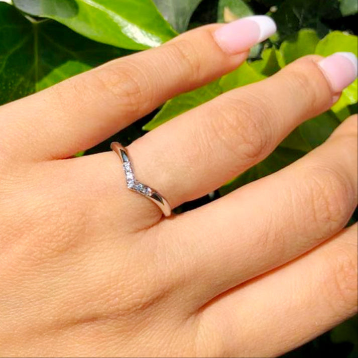 925 Sterling Silver Wishbone Thumb Ring, Art Deco Zirconia Ring Gift