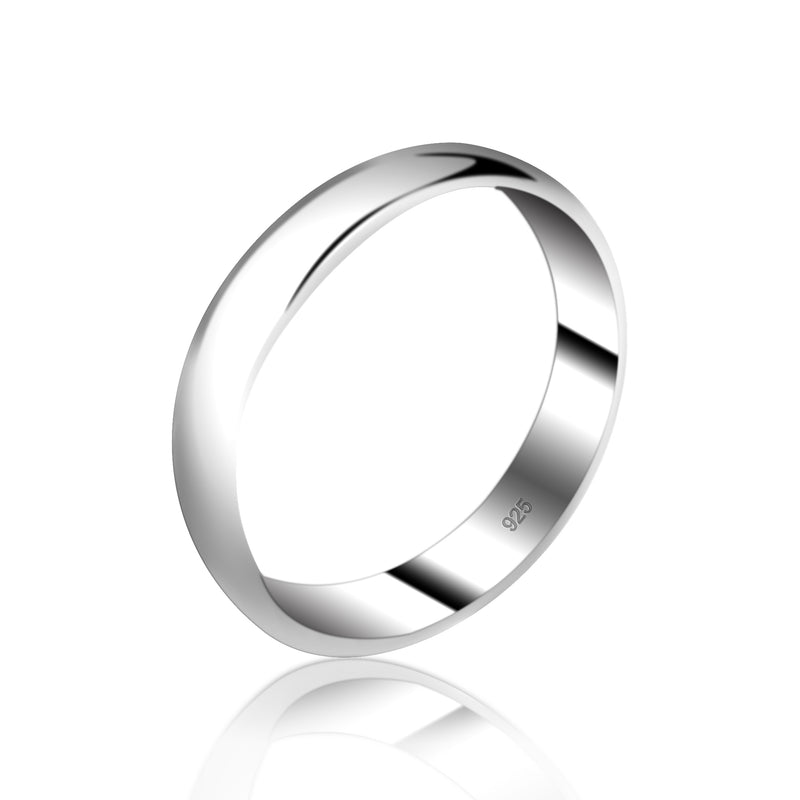 925 Sterling Silver 5mm Width D-shape Solid Plain Wedding Band