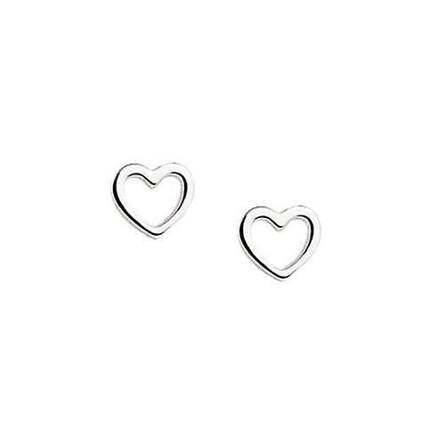 Tiny 925 Sterling Silver Plain Open Heart 5 mm Stud Earrings