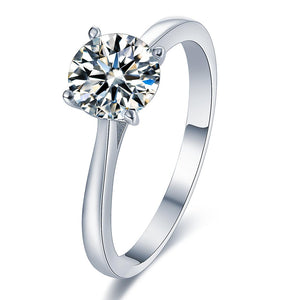 Solitaire Engagement Ring 925 Sterling Silver with Cubic Zirconia/CZ - 0.1cm