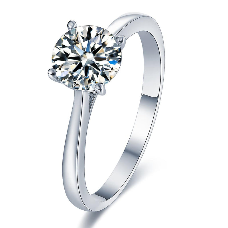 Solitaire Engagement Ring 925 Sterling Silver with Cubic Zirconia/CZ - 0.1cm