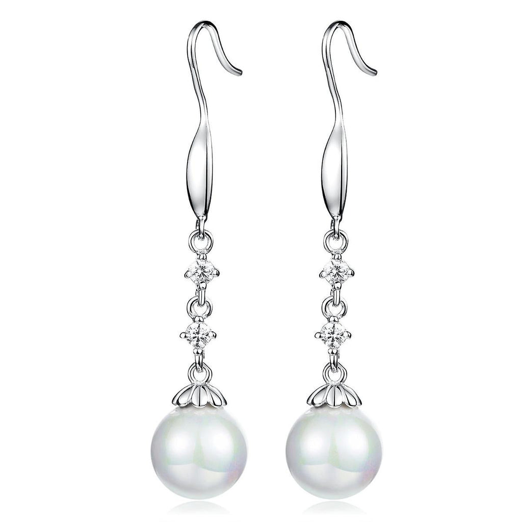 925 Sterling Silver Claw Set Pearl Drop Earrings