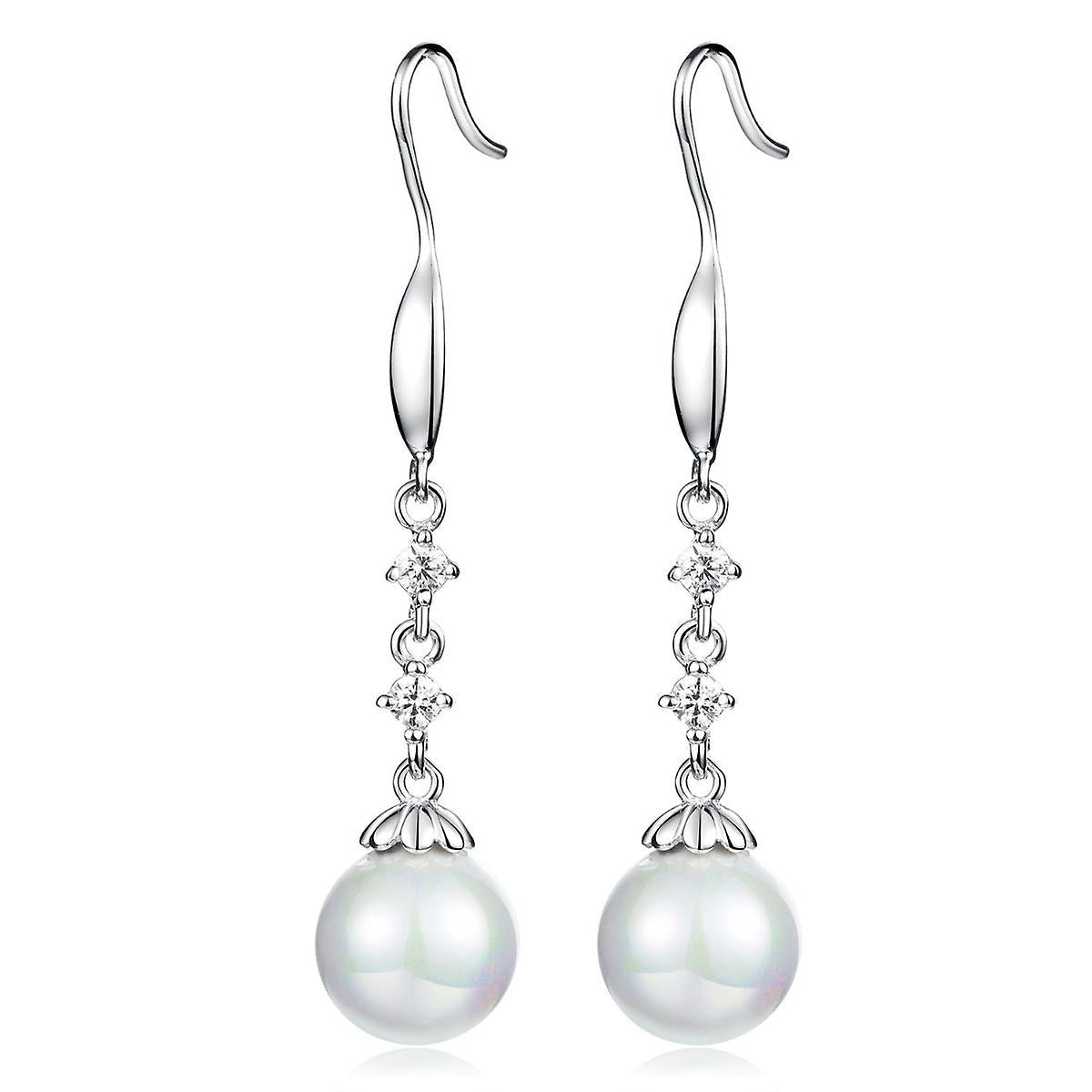 925 Sterling Silver Claw Set Pearl Drop Earrings