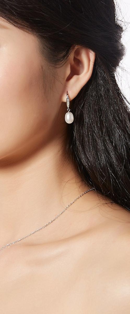 925 Sterling Silver Drop Freshwater Faux Pearl Earrings