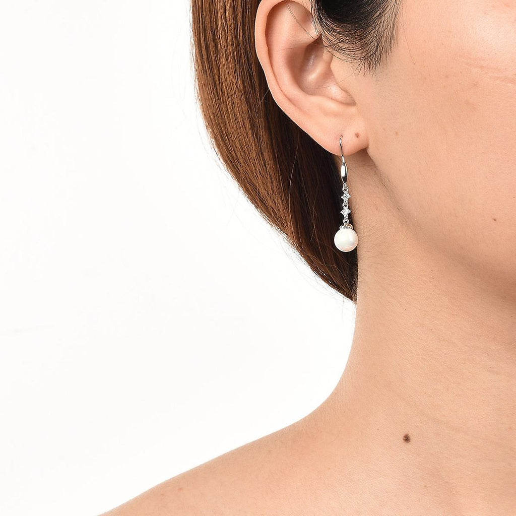 925 Sterling Silver Claw Set Pearl Drop Earrings