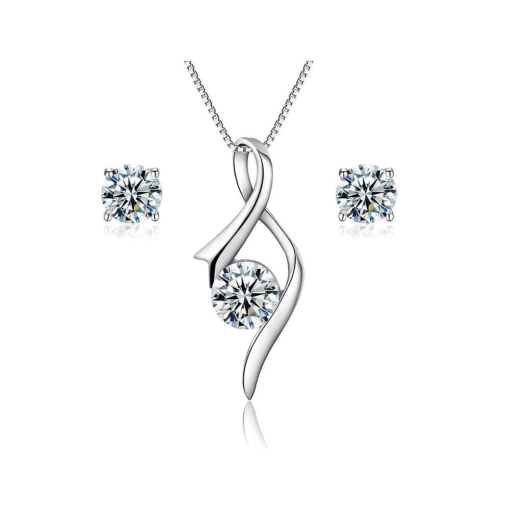 925 Sterling Silver Simple Flame Design Aaaaa Cubic Zirconia Jewellery Set