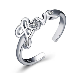 925 Solid Sterling Silver LOVE Adjustable Toe ring