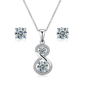 925 Sterling Silver Infinity Pendant Necklace &amp; Stud Earring Set