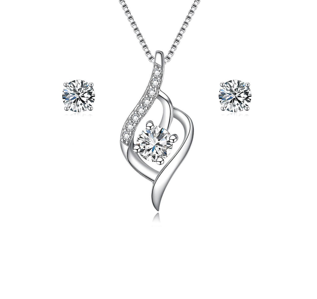 925 Sterling Silver Flame Design Aaaaa Cubic Zirconia Jewellery Set