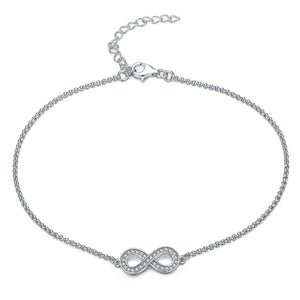 Sterling Silver Ankle Chain Simple Infinity Style Anklet