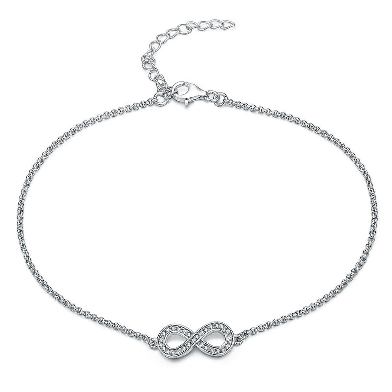 Sterling Silver Ankle Chain Simple Infinity Style Anklet