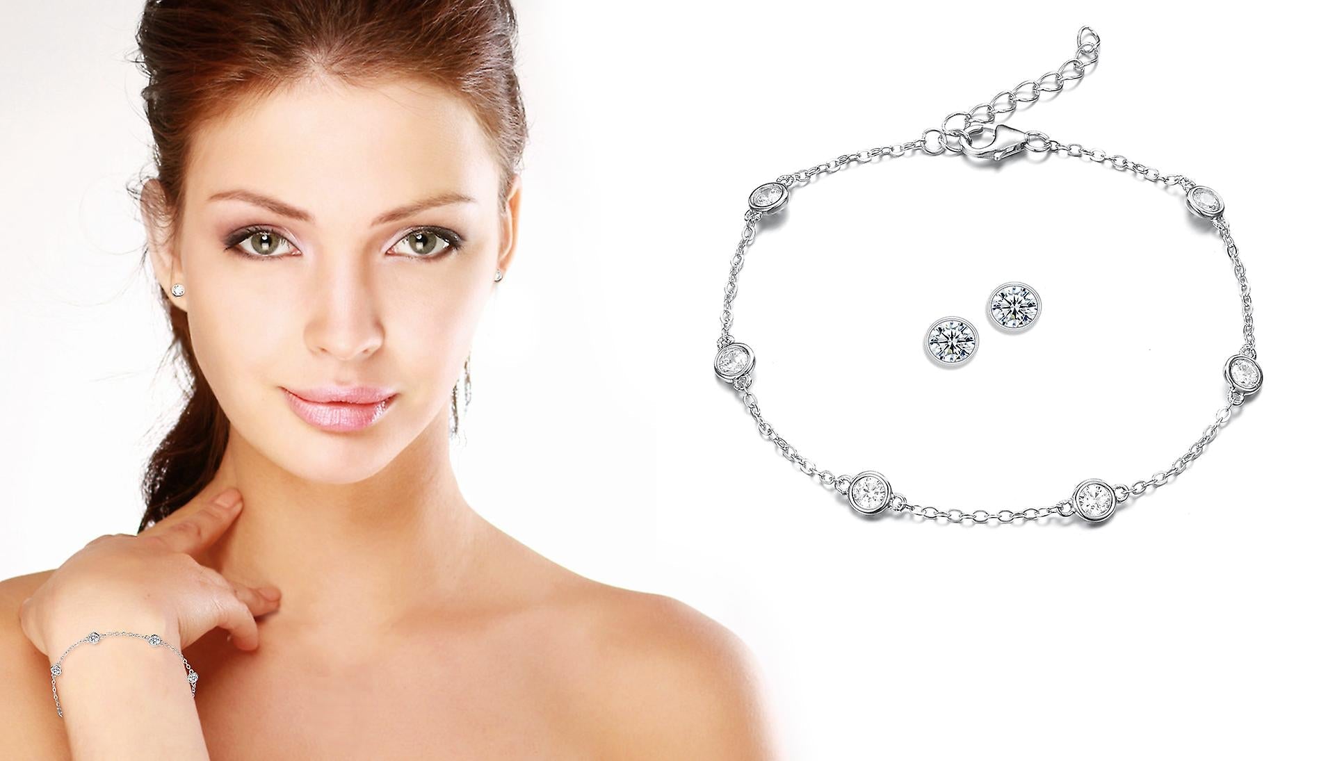 925 Sterling Silver Droplet Set With Bezel Stud Earrings