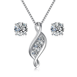 925 Sterling Silver Solid Flame Design Aaaaa Cubic Zirconia Jewellery Set