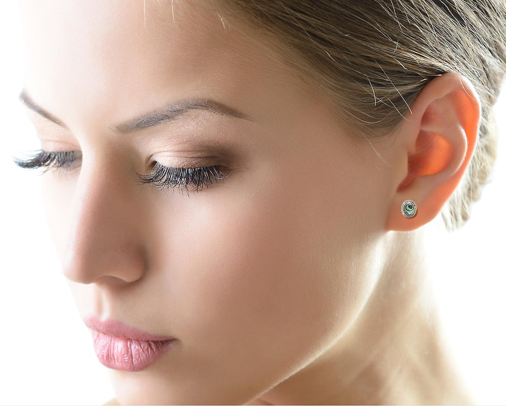 Gorgeous 925 Sterling Silver Shiny Shell Stud Earrings