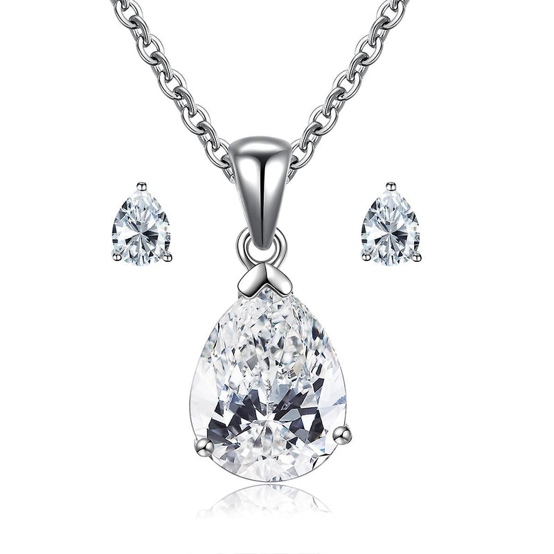 925 Sterling Silver Pear Cut Jewellery Set