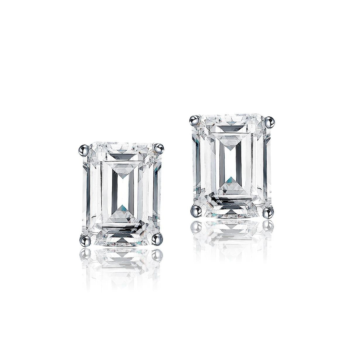 925 Sterling Silver Elegant Emerald Cut Studs
