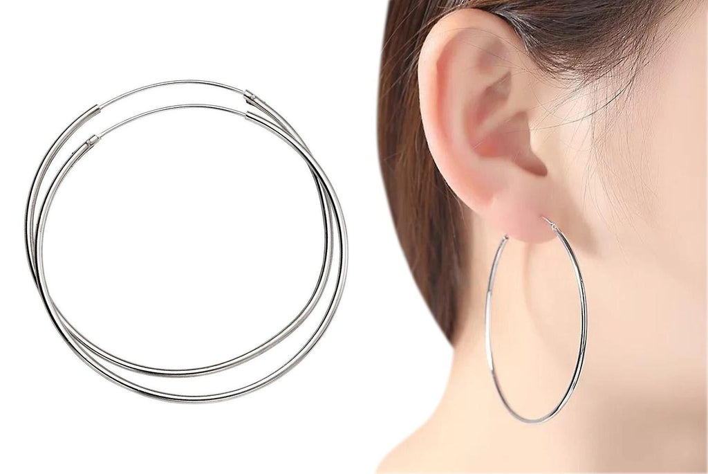 Women's Plain Sterling Silver Hoops