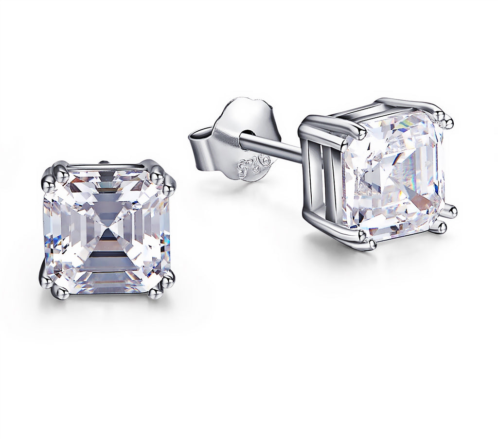 925 Sterling Silver Multifaceted 5A CZ Earrings