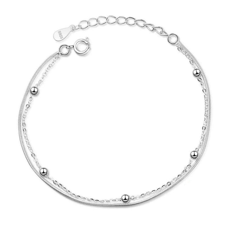 925 Sterling Silver Ball  Bracelet With Heart Charm