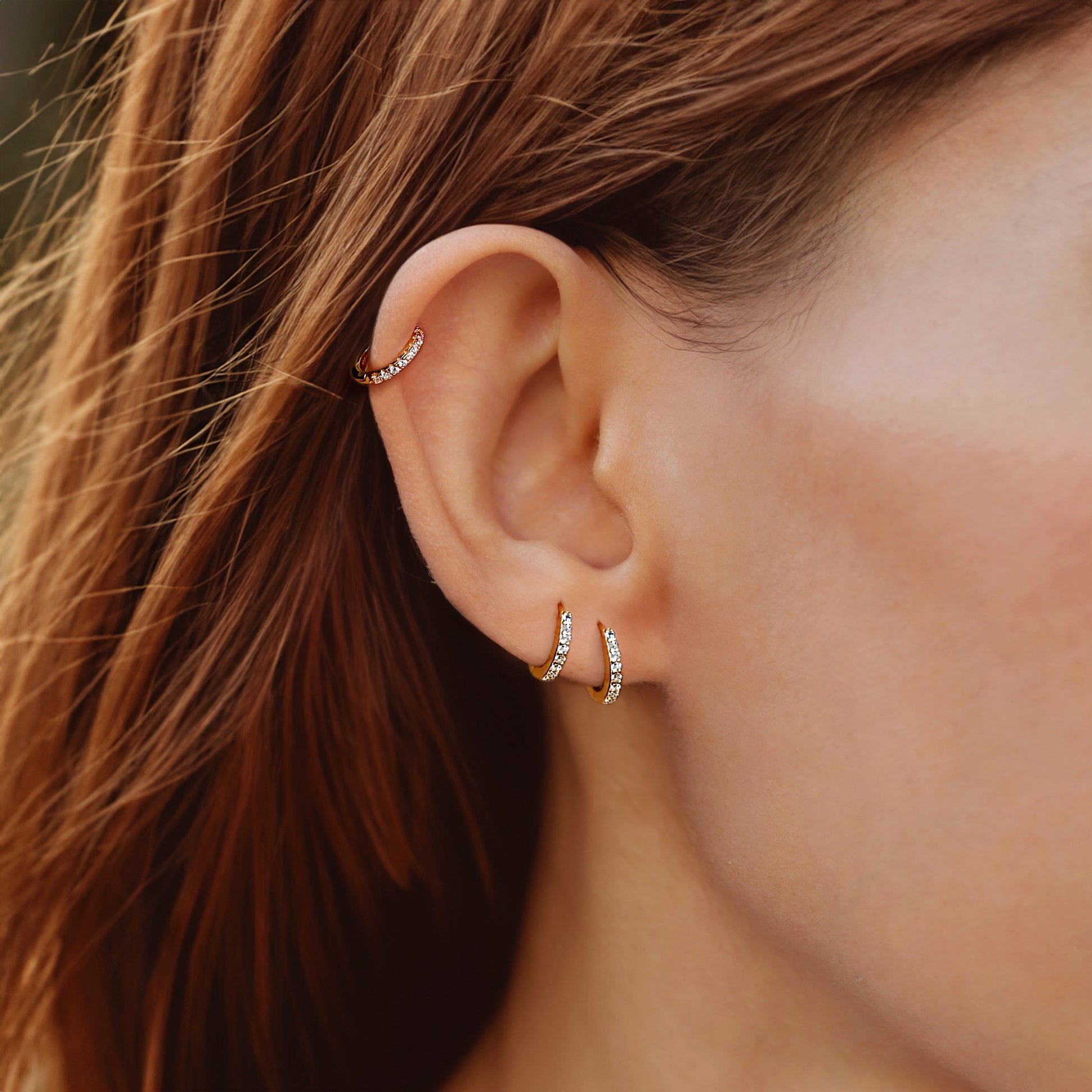 Huggie Hoop Earrings in Sterling Silver 925 with 18ct Gold Plating - Bethia Design