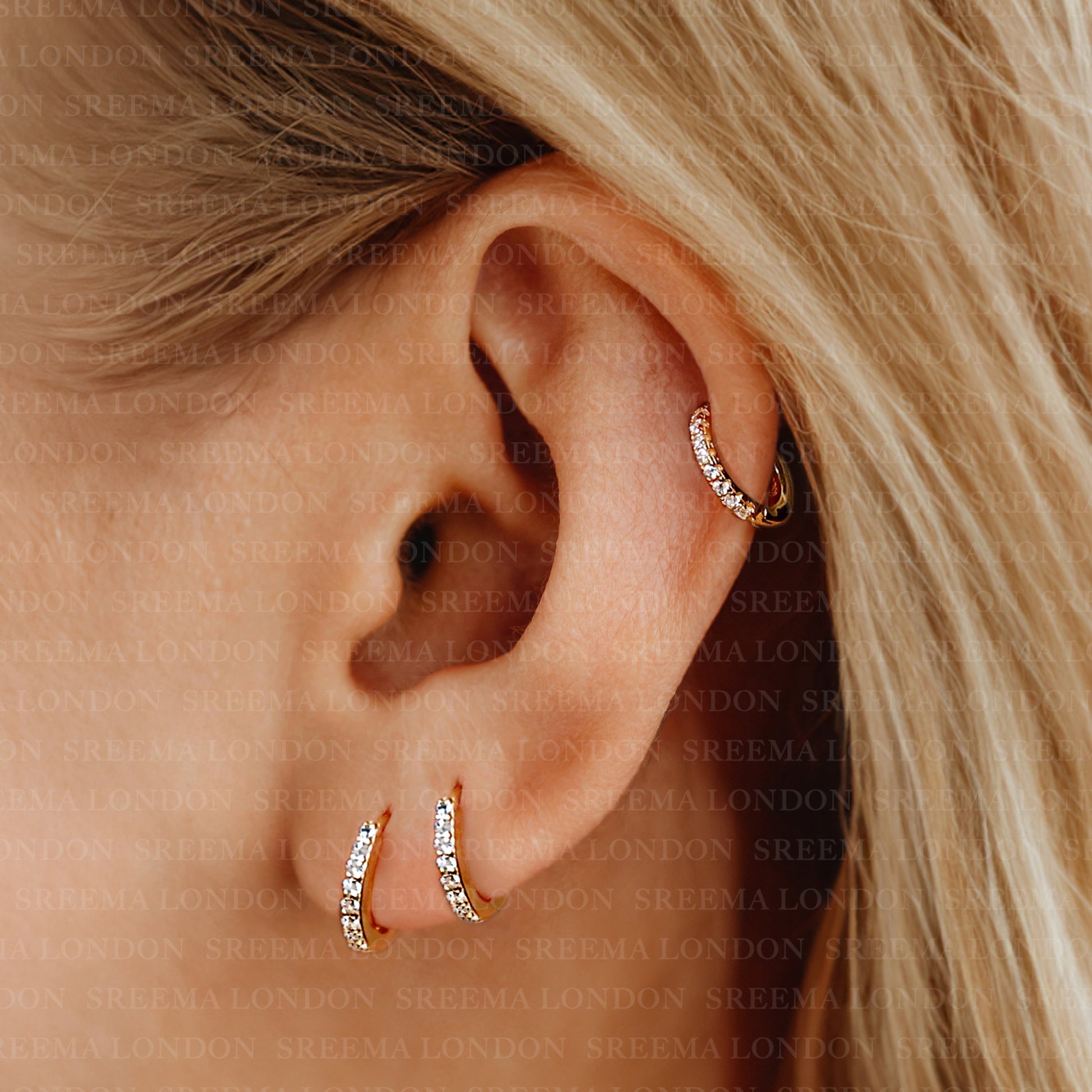 Huggie Hoop Earrings in Sterling Silver 925 with 18ct Gold Plating - Bethia Design