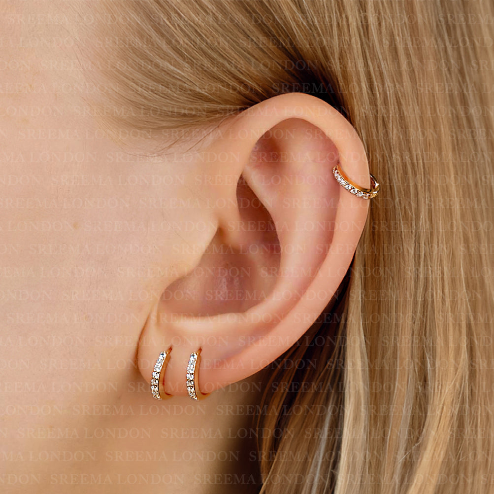 Huggie Hoop Earrings in Sterling Silver 925 with 18ct Gold Plating - Bethia Design