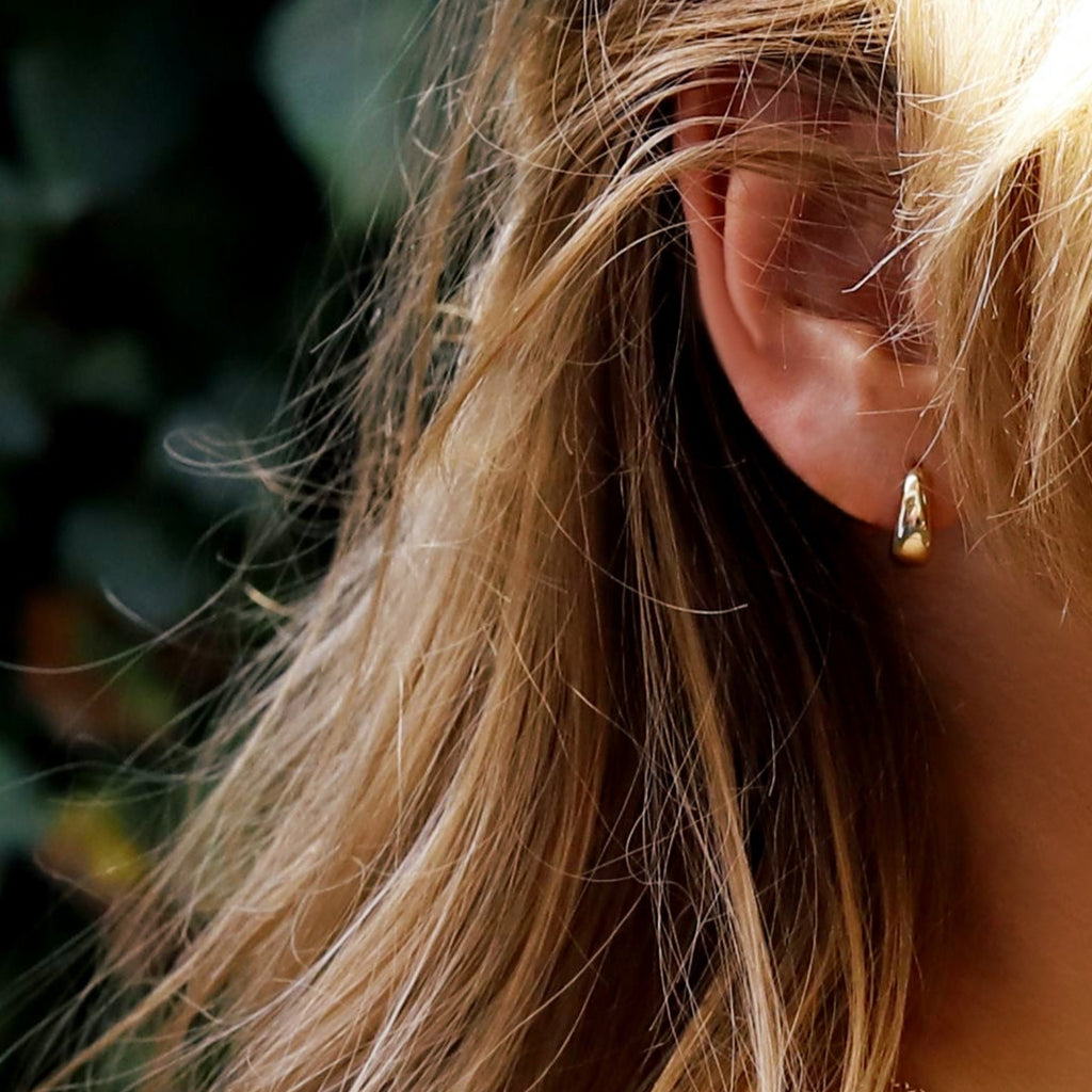 Gold Plated Sterling Silver Hoop Earrings Chunky Huggie Hoop Earrings