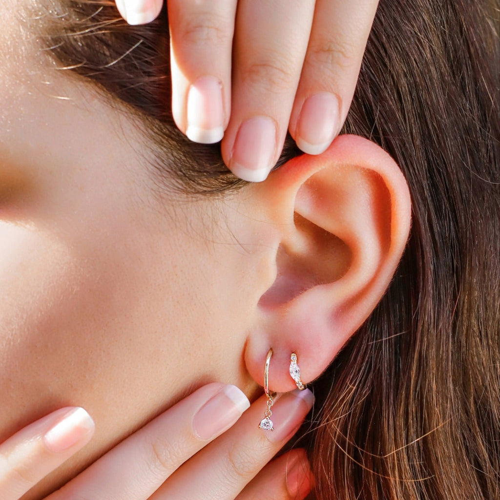 925 Sterling Silver Semi Hoop Earrings