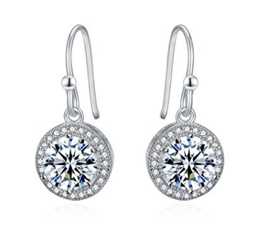 Luxury 925 Sterling Silver Round  Drop Earrings