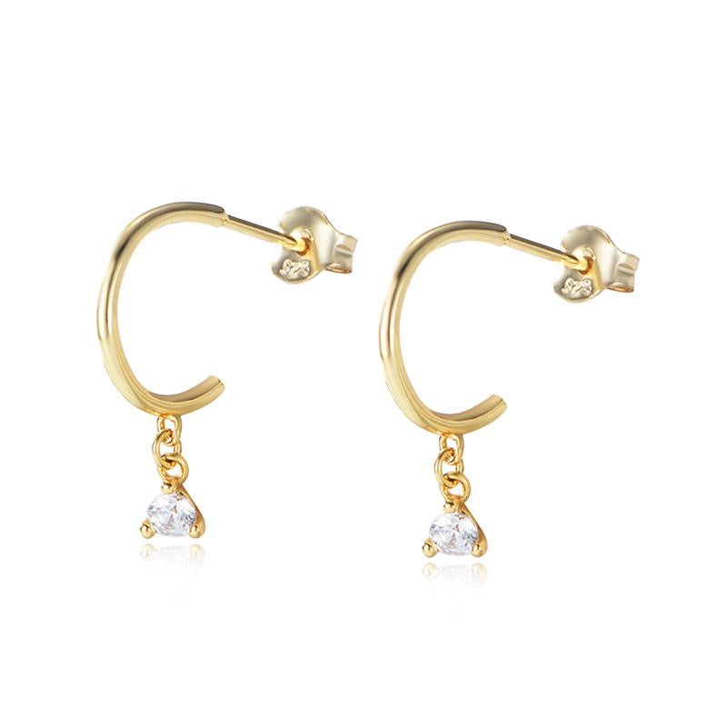 925 Sterling Silver Semi Hoop Earrings
