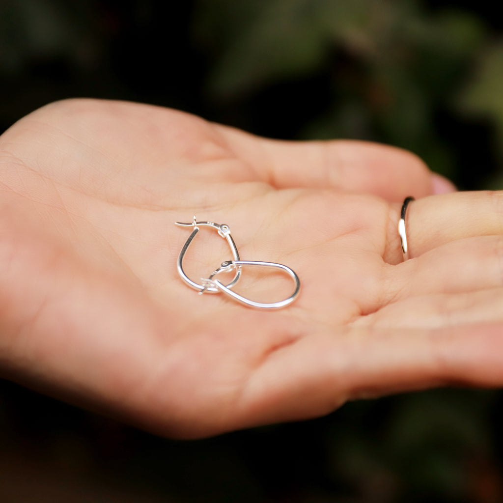 Plain Creole Hoop Earrings in Sterling Silver