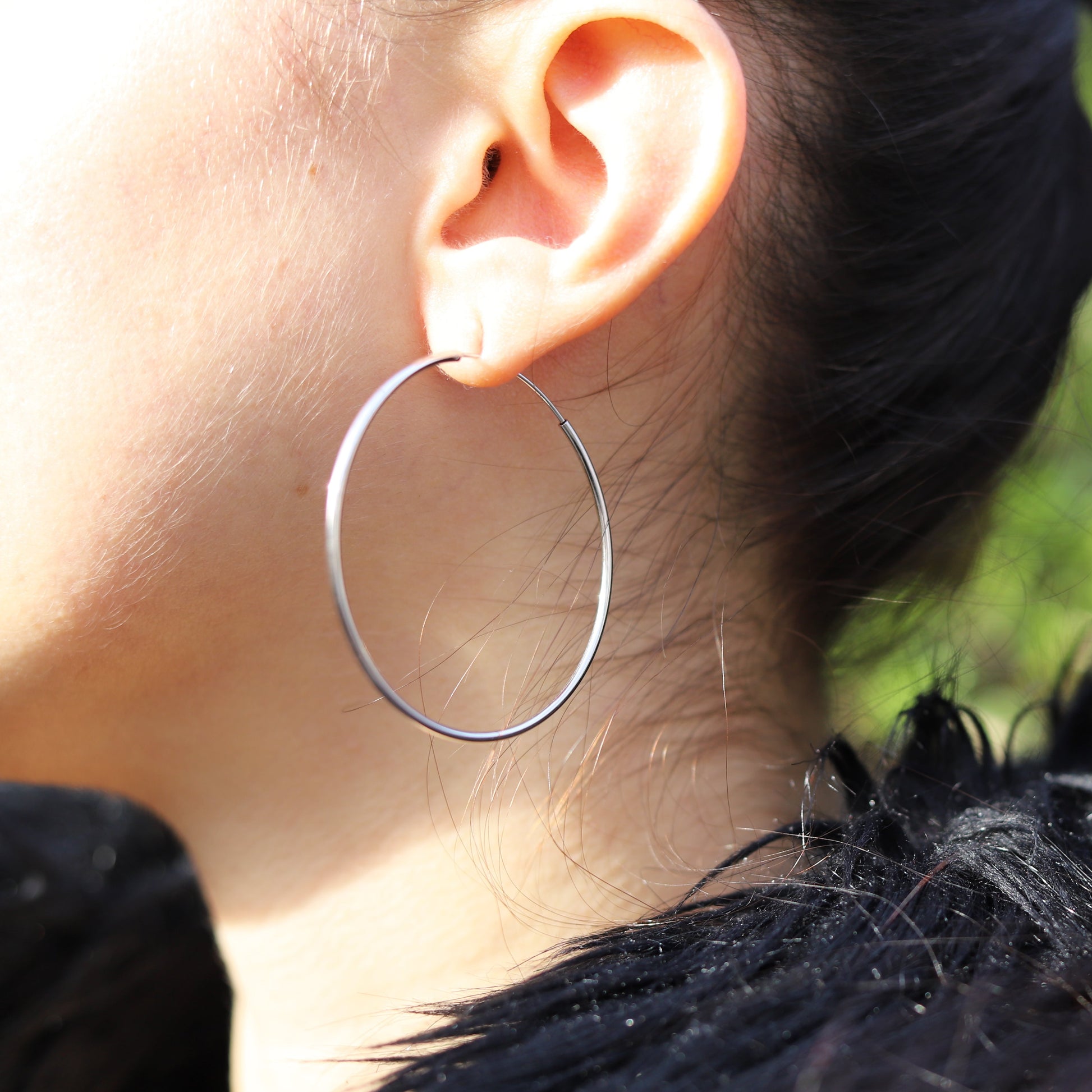 Women's Plain Sterling Silver Hoops