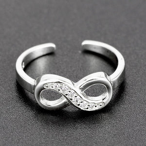 925 Solid Sterling Silver Infinity Band Adjustable Thumb Finger Toe Ring UK