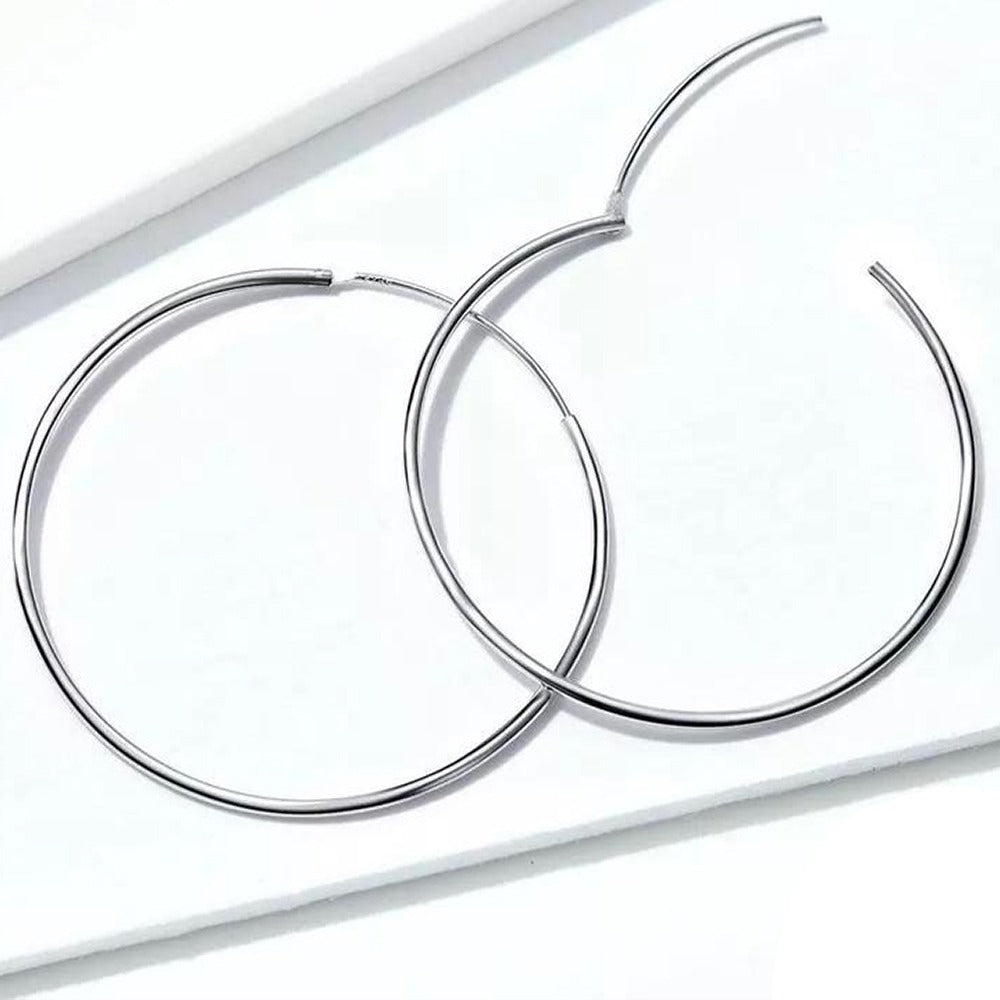 Women's Plain Sterling Silver Hoops