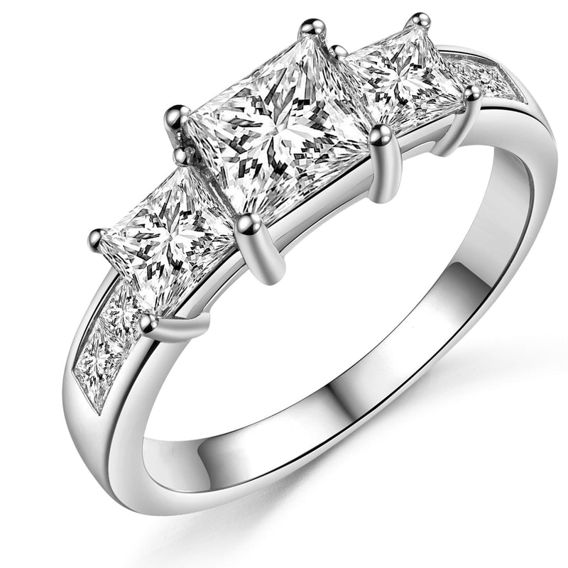 925 Sterling Silver Delicate Trilogy Engagement Ring