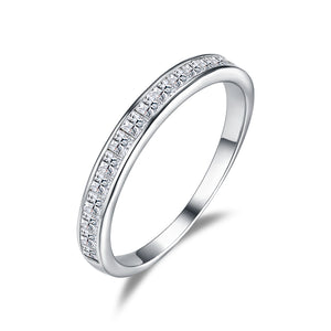 925 Sterling Silver Simulated Diamond Set Half Eternity Band Ring size J-U