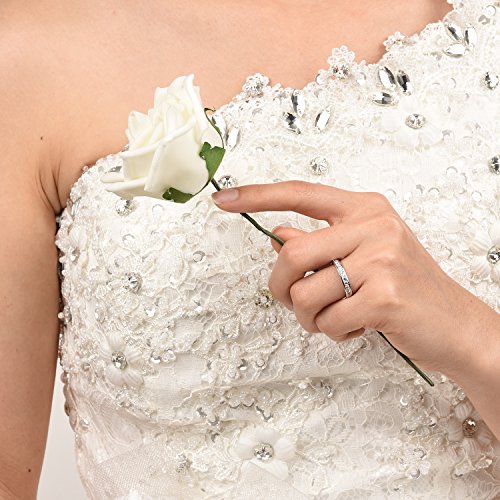 925 Sterling Silver Simulated Diamond Set Half Eternity Band Ring size J-U