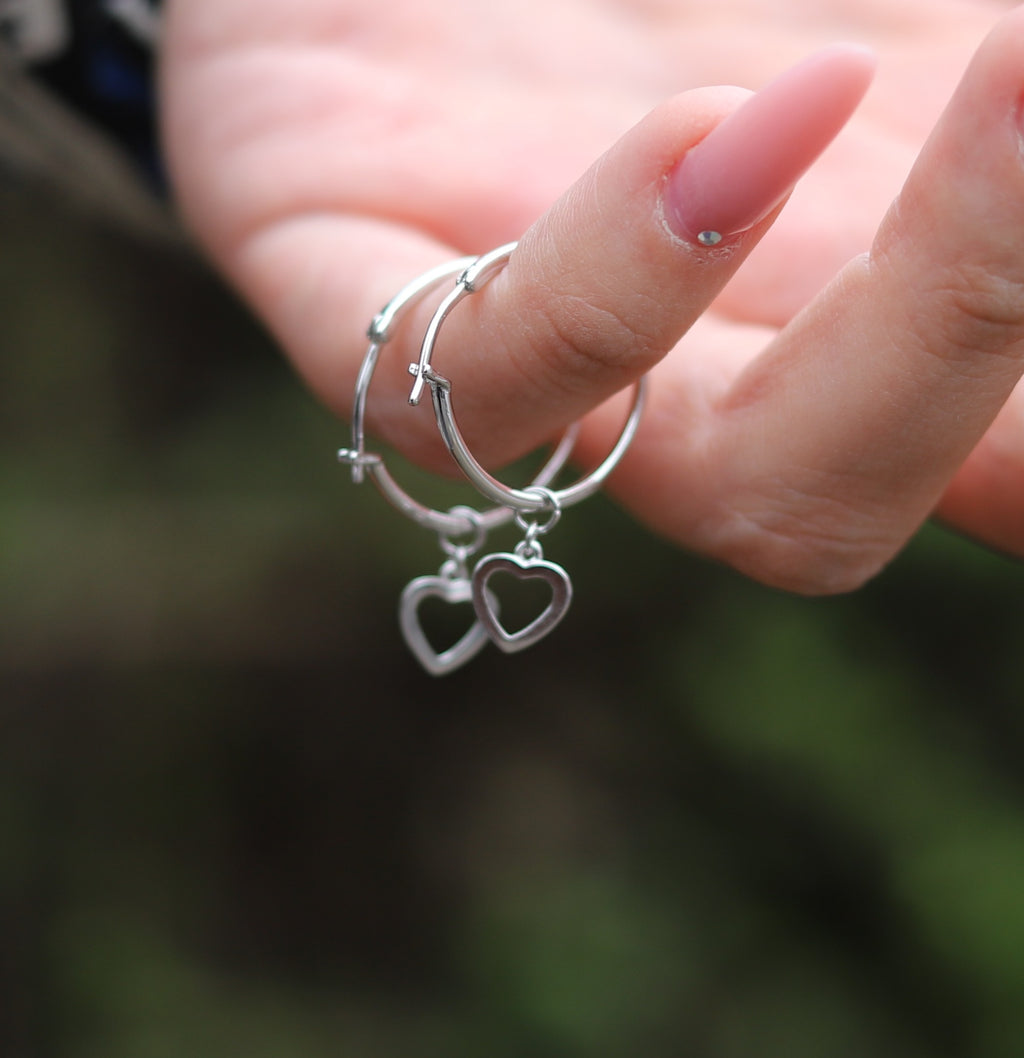 Heart Creole Hoop Earrings in Sterling Silver
