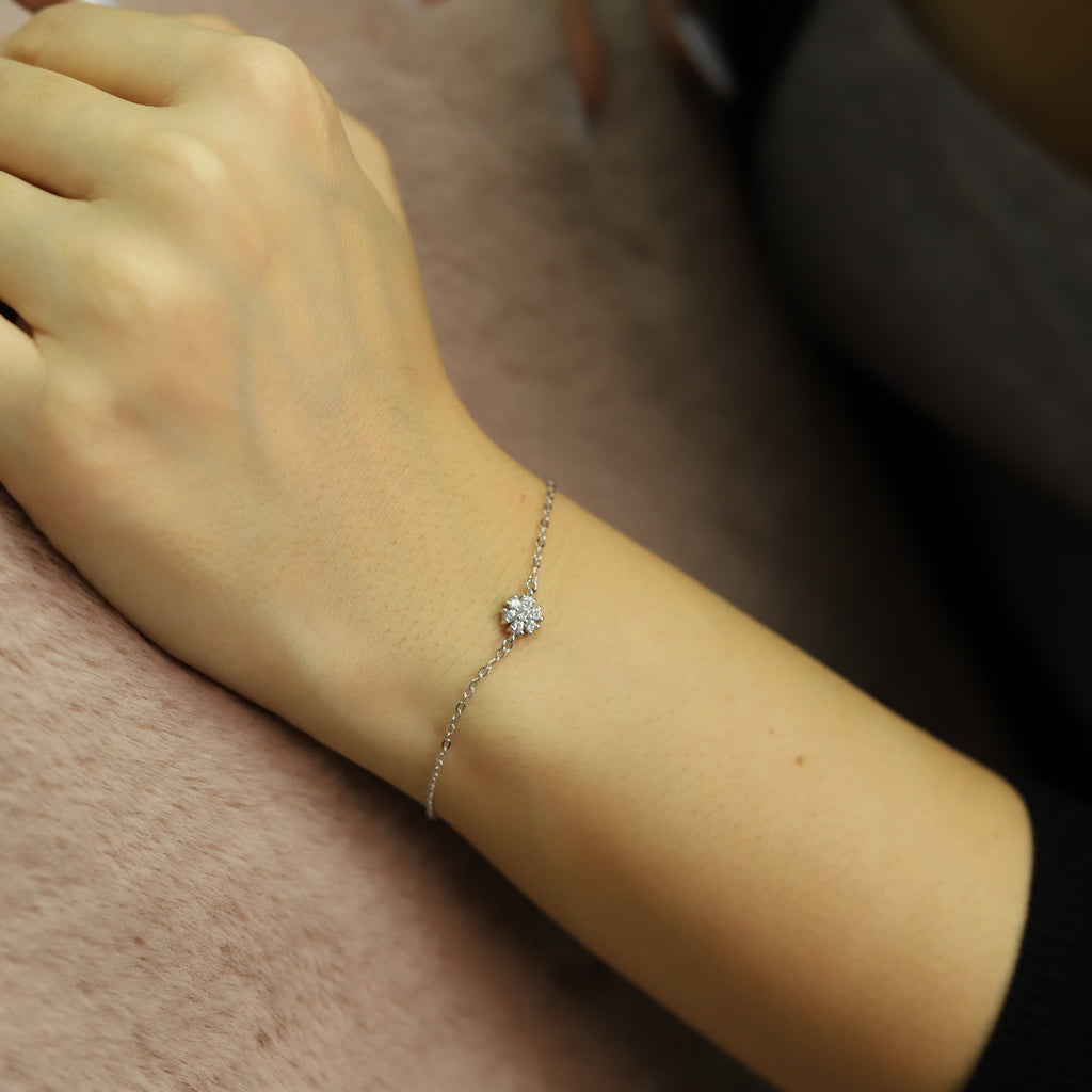 925 Sterling Silver Chain Flower Adjustable Friendship Bracelet